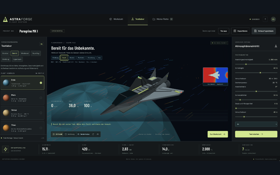 ASTRAFORGE: Spacecraft Engineering Sandbox website preview